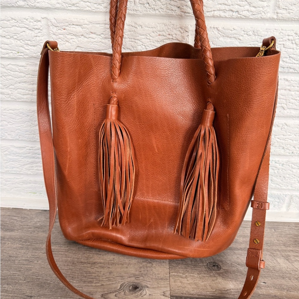 Madewell Leather Tassel Tote Bag - Brown